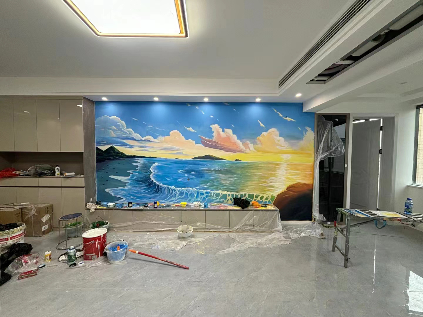 文化墻彩繪手繪墻繪畫工作室